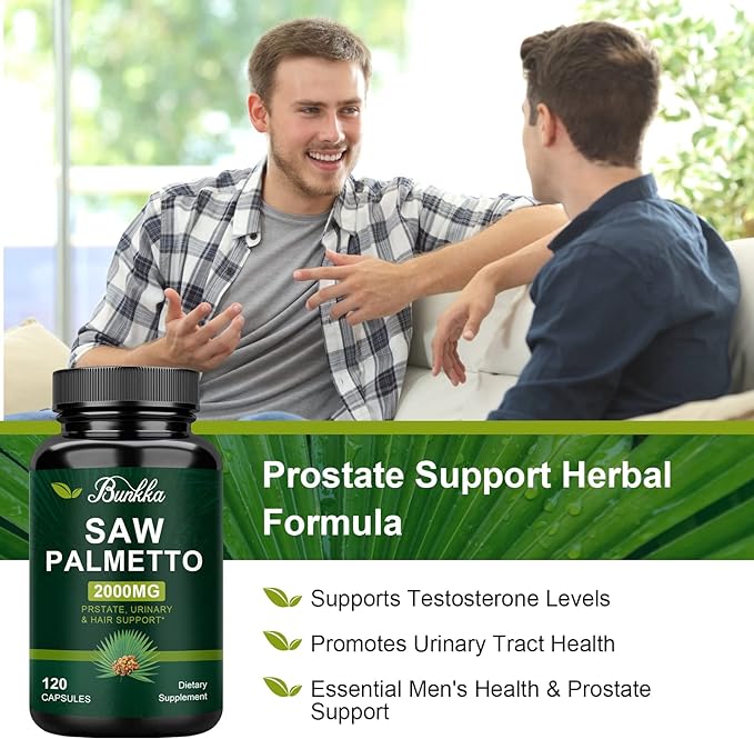 Saw Palmetto Prostate Supplements for Men 2 Pack, Reduce Prostate Inflammation, DHT Blocker for Men to Reduce Balding & Hair Thinning, 2000mg 240 Capsules