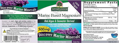 Nature's Answer Marine Based Magnesium, Super Concentrated 500mg | Plant Based | Red Algae & Seawater Derived | Alcohol-Free & Gluten-Free | Vegetarian Capsules 90ct