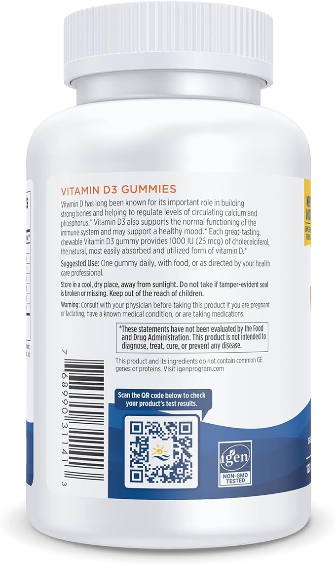 Nordic Naturals Vitamin D3 Gummies, Wild Berry - 120 Gummies - 1000 IU Vitamin D3 - Great Taste - Healthy Bones, Mood & Immune System Function - Non-GMO - 120 Servings