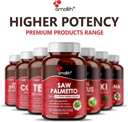 Premium Saw Palmetto Capsule-5750 mg Extra Strength Formulated with Ashwagandha, Tribulus, Ginger, Maca, Holy Basil and More Natural Prostate Support, 90 Capsule