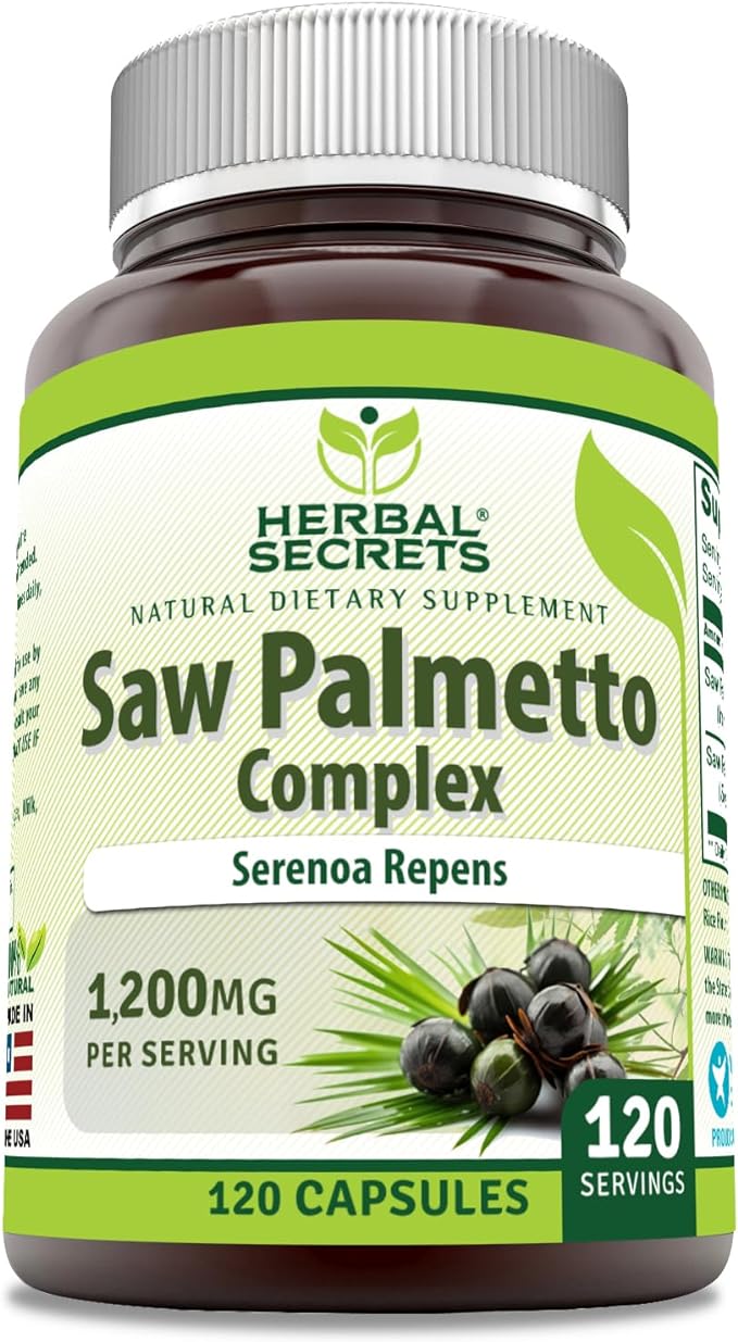 Herbal Secrets Saw Palmetto Complex Supplement | 1200 Mg per Serving | 120 Capsules | Non-GMO | Gluten-Free | Made in USA