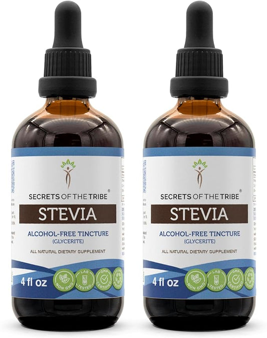 Secrets of the Tribe Stevia Alcohol-Free Tincture (Glycerite) 653 mg Stevia (Stevia Rebaudiana) Dried Leaf (2х4 Fl Oz) Blood Sugar Supplement