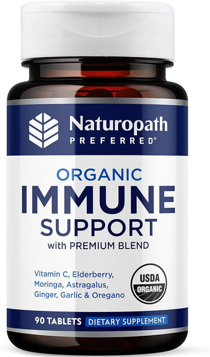 Organic Immune Support Supplement (USDA Organic) Elderberry Astragalus Oregano Ginger Moringa Garlic Vitamin C, Premium Immune Support Supplement