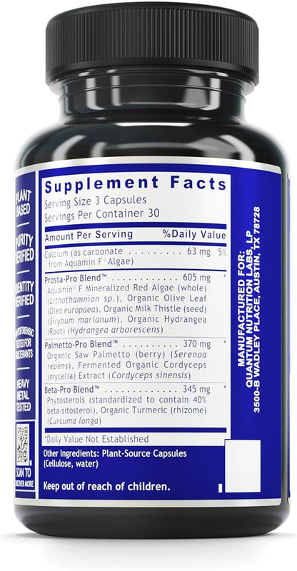 QNL Quantum Prostate Support - Vegan Prostate Health Capsules - Saw Palmetto Supplement - Organic Men's Supplement - Premium Health & Wellness Product - 90 Plant-Source Capsules