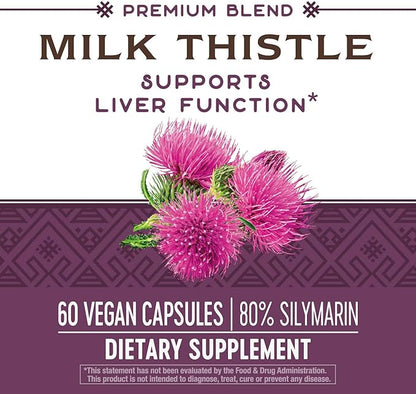 Nature's Way Milk Thistle, Supports Liver Function & Detox Pathways*, 175 mg Milk Thistle Seed Extract Standardized to 80% Silymarin per Serving, Vegan, 60 Capsules (Packaging May Vary)