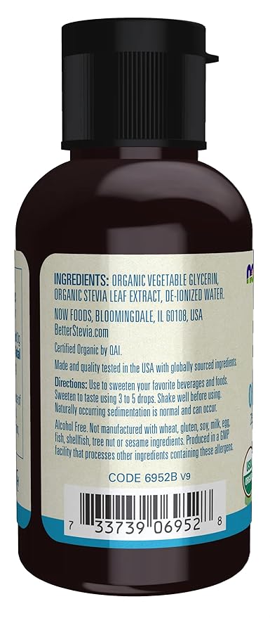 NOW Foods, Better Stevia Liquid, Glycerite, Zero-Calorie Liquid Sweetener, Low Glycemic Impact, Certified Non-GMO, 2-Ounce (Pack of 2)