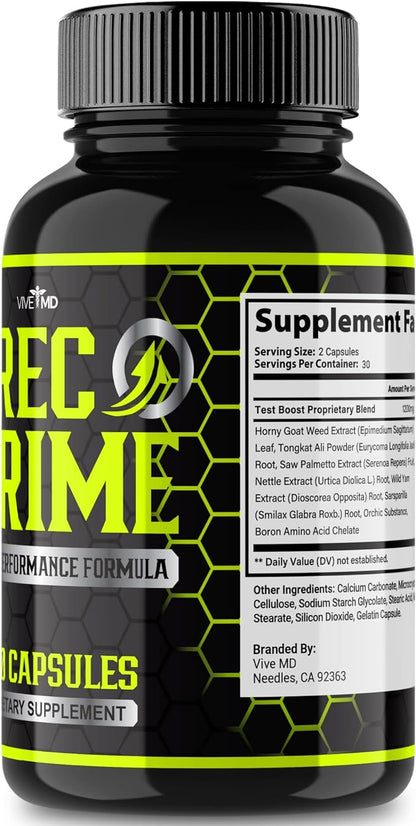 Erec Prime Official Formula with Saw Palmetto & Horny Goat Weed for Maximum Male Performance - Erecprime Reviews Dietary Supplement - Erecprime Pills for High Performance (60 Capsules)