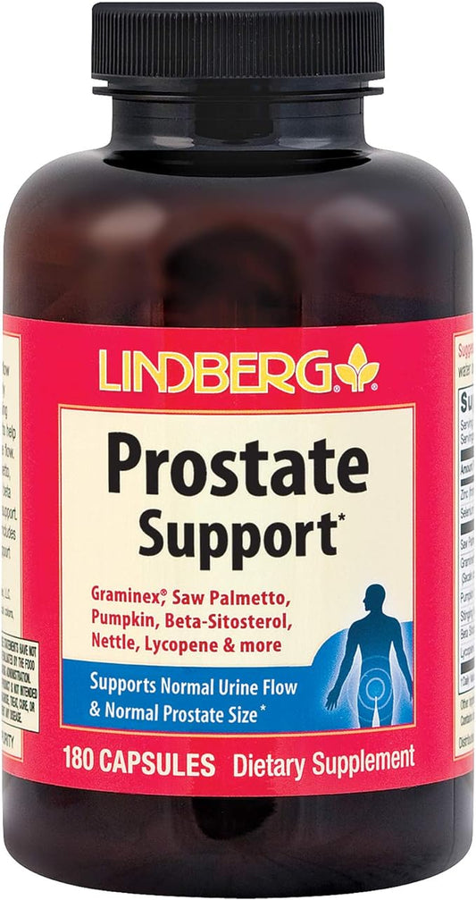 Lindberg Saw Palmetto Supplement for Men | 180 Capsules | Prostate Complex | with Graminex | Non-GMO, Gluten Free