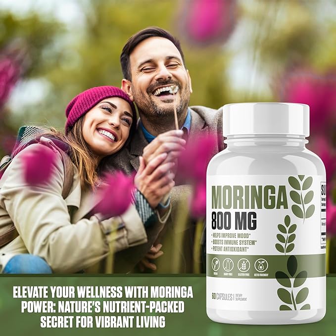 Moringa Oleifera | #1 Moringa Superfood Supplement Pills to Improve Mood, Increase Energy, Boost Immune System + Rich in Antioxidants | for Men & Women (Vegan, Gluten Free) - 60 Capsules