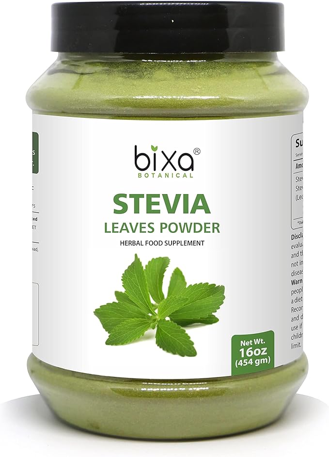 bixa BOTANICAL Stevia Leaf Powder (Stevia Rebaudiana) (16 Oz / 1 Pound)- Unprocessed Stevia Sugar | Natural Alternative to Processed Sugar