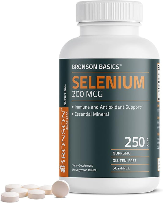 Bronson Selenium 200 mcg Immune & Antioxidant Support Essential Mineral, 250 Vegetarian Tablets