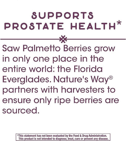 Nature's Way Premium Saw Palmetto Extract, Prostate Health Support* for Men, 160mg, 120 Softgels