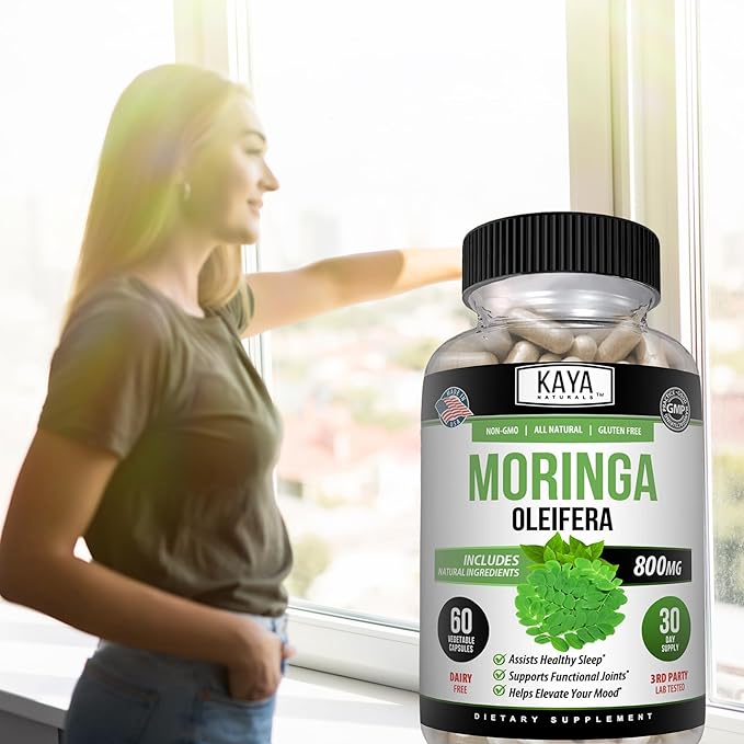 Kaya Naturals Moringa Leaf Extract - Complete Greens Superfood Supplement - Pure Miracle Tree Moringa - Boost Energy Naturally - Nutrient Dense Vitamins for Adult - 60 Veggie Count