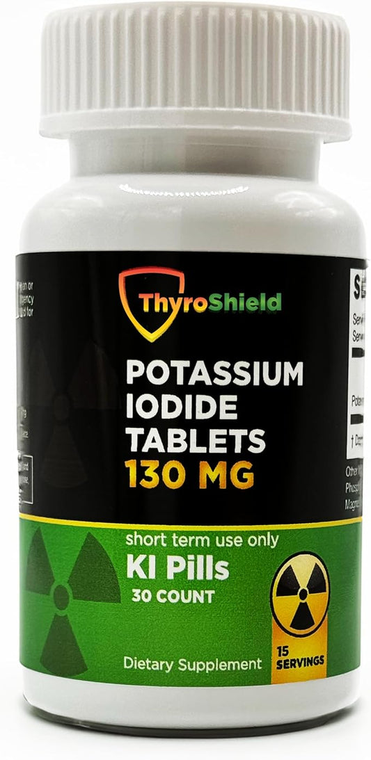 Potassium Iodide Tablets - 130mg Iodine Tablets for Radiation Exposure | Nuclear Fallout Pills (300 Count (Pack of 1) (30 Count (Pack of 1), 30, Count)