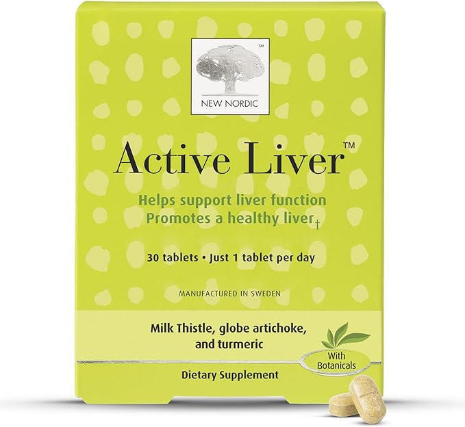 NEW NORDIC Active Liver | Daily Liver Supplement | Milk Thistle, Artichoke & Turmeric | for Men and Women | 30 Count (Pack of 1)