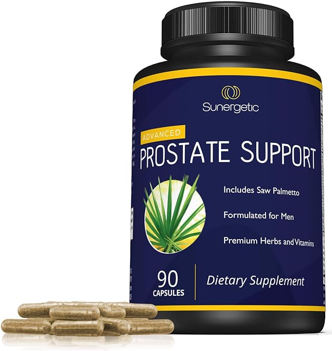 Sunergetic Premium Prostate Supplement – Powerful Prostate Support Capsules – Includes Saw Palmetto Extract & 30 Herbs for Prostate Health Support – 90 Capsules