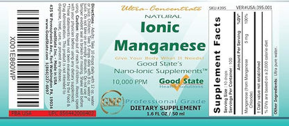 Good State | Natural Ionic Manganese | Liquid Concentrate | Nano Sized Mineral Technology | Professional Grade Dietary Supplement | 1.6 Fl oz Bottle (50 mL)