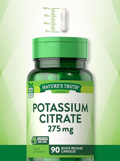 Potassium Citrate Supplement | 275mg | 90 Capsules | Non-GMO & Gluten Free | by Nature's Truth