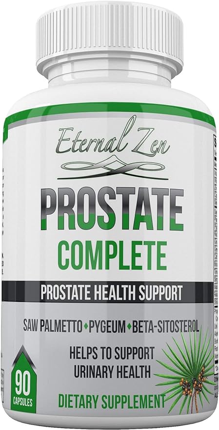 Prostate Complete Herbal Health Support Supplements for Men, Saw Palmetto Stinging Nettle Pygeum Beta-sitosterol Reishi Shiitake, 90 Count Capsule