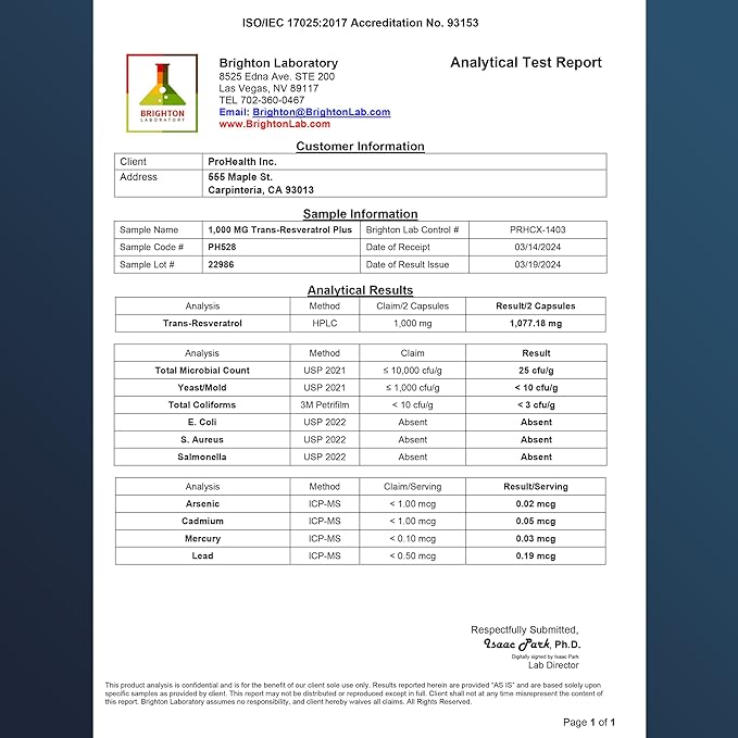 ProHealth 1,000 mg Trans-Resveratrol. 99.5% Pure, 15X Better Absorption from 420mg Polyphenol Complex (Quercetin, Red Wine & Green Tea, BioPerine) (1000mg Per 2-Capsule Serving) (60 Capsules) 3 Pack