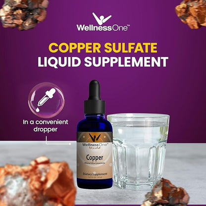 Liquid Copper Supplements - Immune Support Copper Sulfate Also Great for Joint, Nerve & Bone Health - Copper Supplement Drops Maximizes Iron Absorption for Kids, Men & Women - 1.67 fl oz