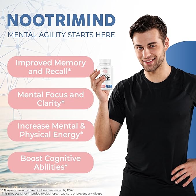 Nootropics Brain Boost Supplement - Focus and Memory Supplement for Brain Health with Vitamins DMAE, Bacopa, Phosphatidylserine - Brain Focus and Performance Blend Cognitive Enhancement, 60 Capsules