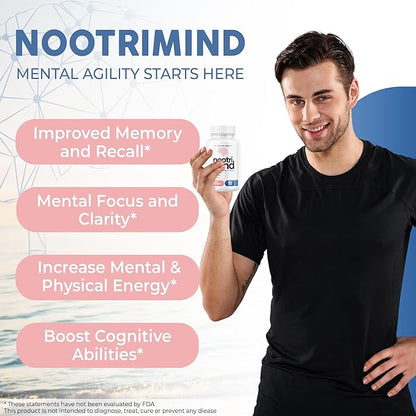 Nootropics Brain Boost Supplement - Focus and Memory Supplement for Brain Health with Vitamins DMAE, Bacopa, Phosphatidylserine - Brain Focus and Performance Blend Cognitive Enhancement, 60 Capsules