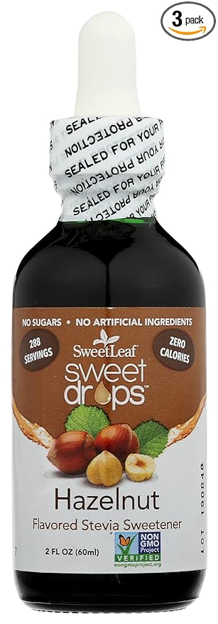 SweetLeaf Natural Sweet Drops Sweetener, Hazelnut, Non-GMO, 2 Fl Oz (Pack of 3)