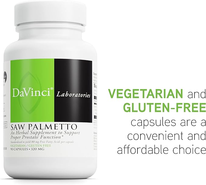 DAVINCI Labs Saw Palmetto - Dietary Supplement to Support Proper Prostate Health Function, Premenstrual Needs and Lactation* - with Saw Palmetto Berry Extract - Gluten-Free - 90 Vegetarian Capsules