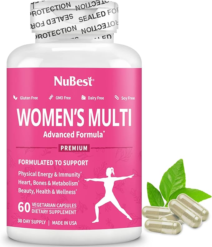 NuBest 39-in-1 Capsules Horny Goat Weed, Maca, Wild Yam, Red Clover, Cranberry, Arginine, Vitamins, Minerals, Herbals Supplement for Women by Women's Multi 18+ - Support Women's Health - Pack 2