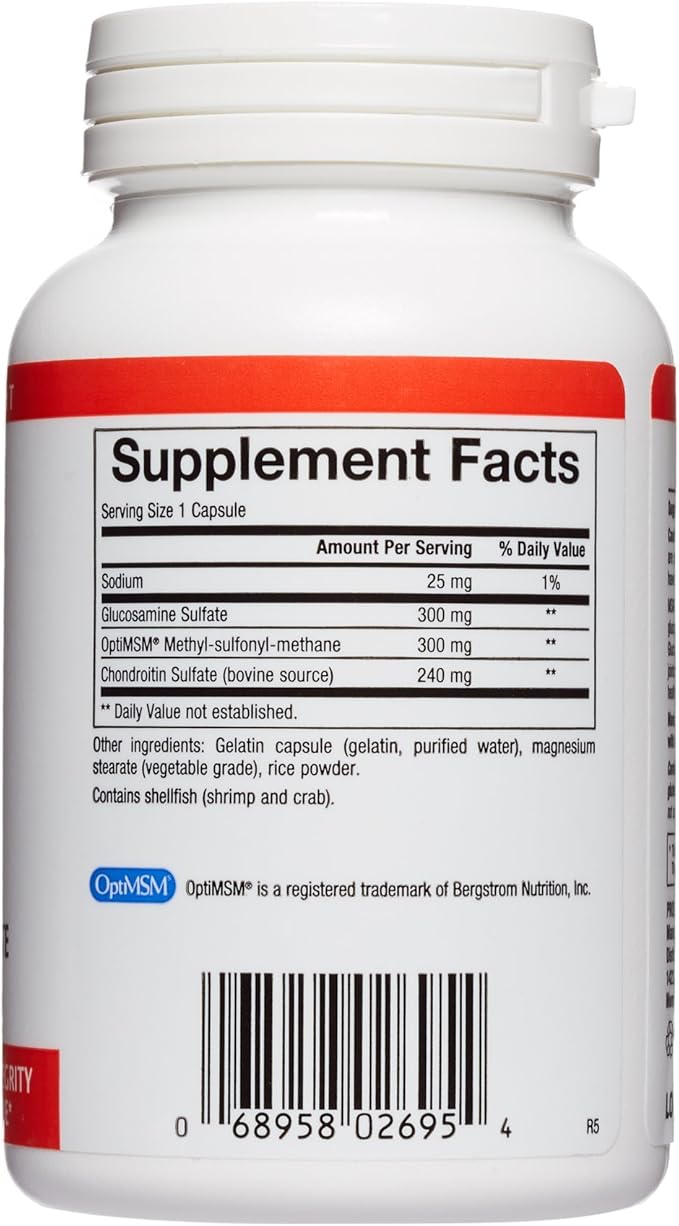 Natural Factors, Joint MSM Formula, Supports Healthy Joint, Muscle and Cartilage with Glucosamine and Chondroitin Sulfate, 90 capsules (90 servings)