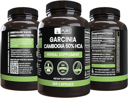 Pure Original Ingredients Garcinia Cambogia, No Magnesium or Rice Fillers, Always Pure, Lab Verified (365 Count)