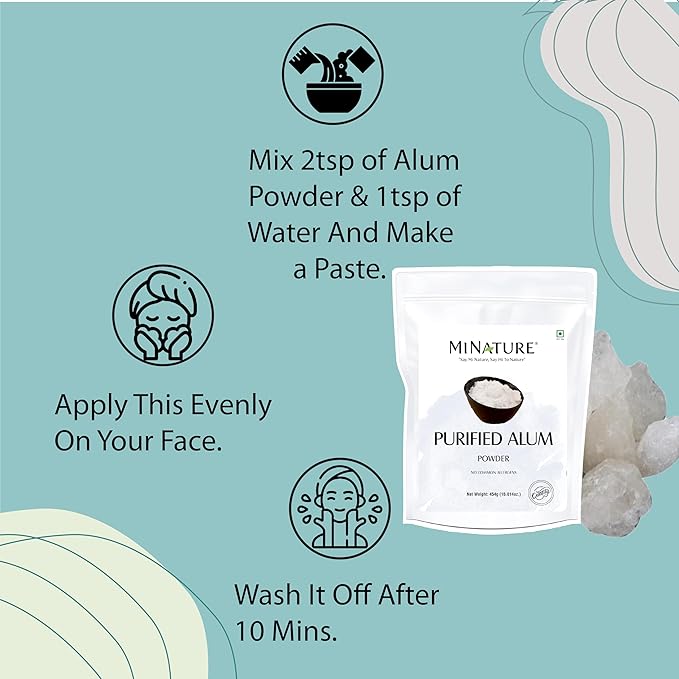 Purified Alum Powder (phitkari) by mi Nature | Cruelty Free (454 gm/16oz) | 100% Only Alum Powder | Nothing Added