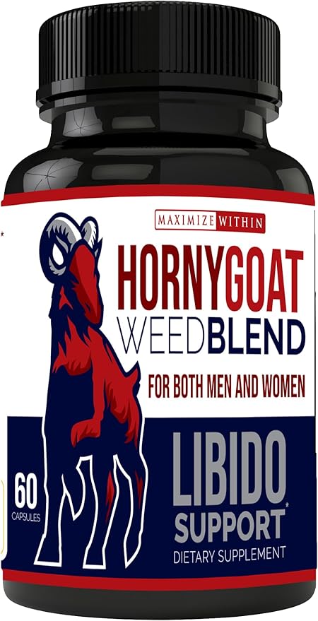 Horny Goat Weed Blend with Maca & Tribulus Terrestris Extract, Naturally Supports Libido and Energy for Men & Women, 1000mg Epimedium with Icariins, Veggie Capsules