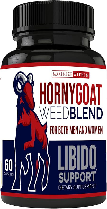 Horny Goat Weed Blend with Maca & Tribulus Terrestris Extract, Naturally Supports Libido and Energy for Men & Women, 1000mg Epimedium with Icariins, Veggie Capsules