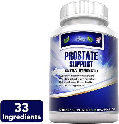 Stop Frequent Urination! The Most Complete Super Prostate Health Support Supplement Pills Formula for Men with 33 Natural Ingredients Including 45% Saw Palmetto Extract. Best for Men's Urinary Health