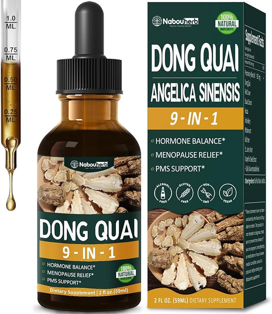 Dong Quai (Angelica Sinensis) Hormone Balance Drops, Balance Complex for Hot Flashes Menopause Relief, PMS Support, Women Supplements w/Black Cohosh, Wild Yam, Red Clover Extract. 2oz