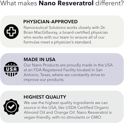 Nanoceutical Solutions Nano Liquid Resveratrol Trans Resveratrol Supplement for Brain & Heart Health | Ultra-Efficient Absorption, Up to 8 Times Higher Than Resveratrol Capsules | 30 Servings