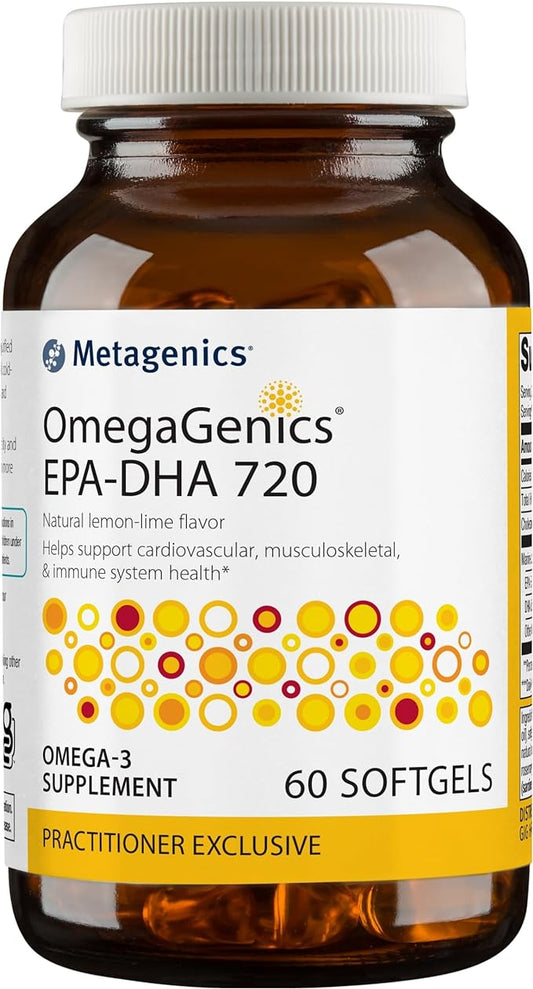 Metagenics OmegaGenics EPA-DHA 720- Omega-3 Fish Oil Supplement - for Heart Health, Musculoskeletal Health & Immune System Health* - with DHA & EPA - 60 Softgels