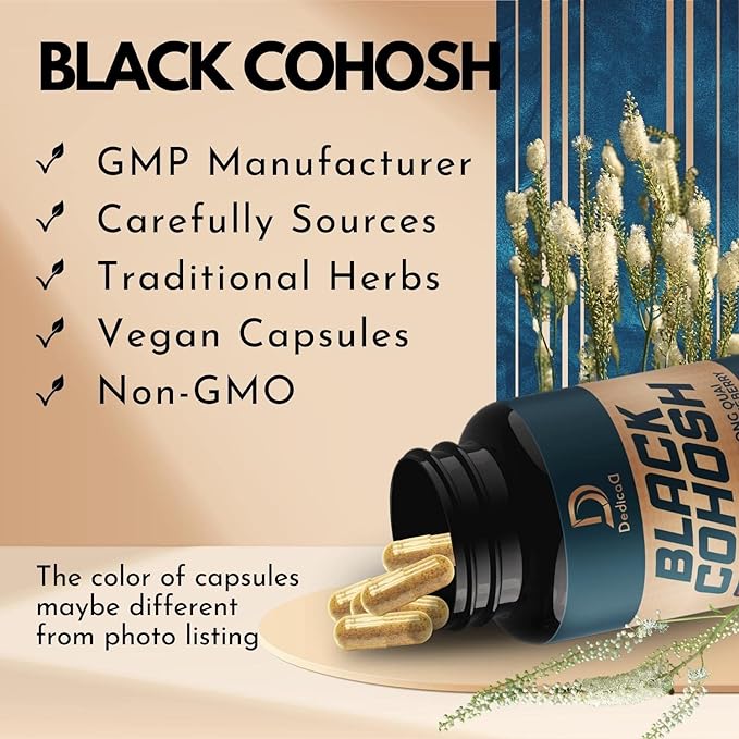 Black Cohosh Supplement 6700mg - 3 Months for Menopause & Immune Health - Blend of 12 Potent Herb includes Dong Quai, Chasteberry, Wild Yam, Red Clover, Black Pepper & others - 90 Vegan Capsules