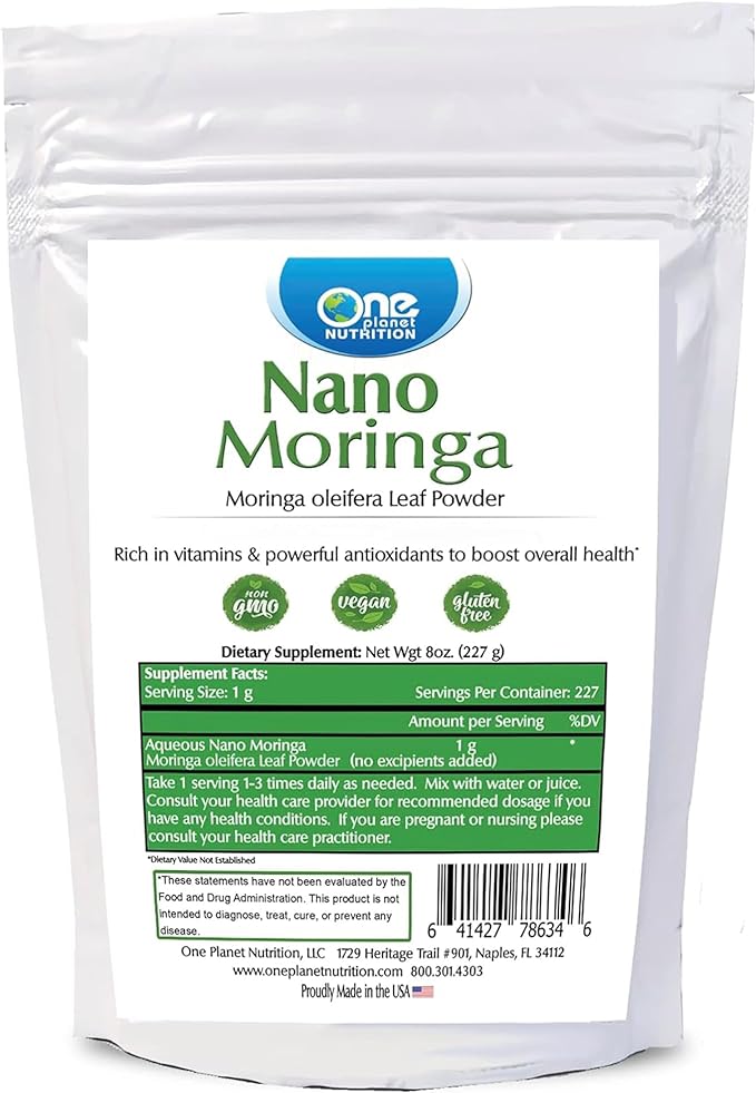 Moringa Powder, Moringa Leaf Extract, Non-GMO, Gluten-Free Moringa Powder, Rich in Vitamins and Minerals, Moringa Supplements - 8 oz (227g)