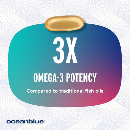 Oceanblue Professional Omega-3 2100 – 180 ct – Triple Strength Burpless Fish Oil Supplement with High-Potency EPA, DHA, DPA and Vitamin D3 – Wild-Caught – Vanilla Flavor (90 Servings)