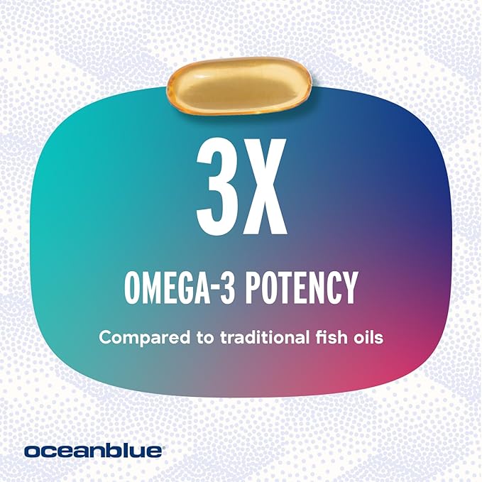 Oceanblue Professional Omega-3 2100 – 120 ct – Triple Strength Burpless Fish Oil Supplement with High-Potency EPA, DHA, DPA and Vitamin D3 – Wild-Caught – Vanilla Flavor (60 Servings)