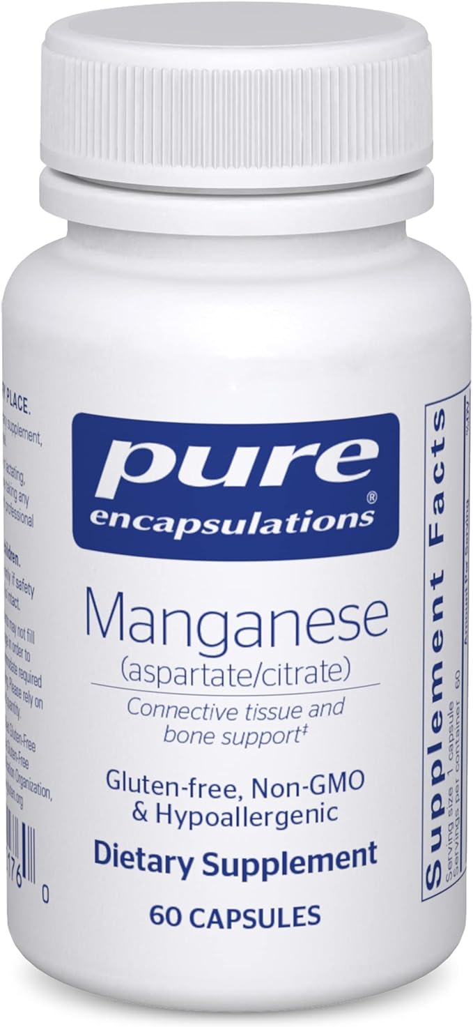 Pure Encapsulations Manganese (Aspartate/Citrate) | Hypoallergenic Trace Mineral Supplement for Connective Tissue and Bones | 60 Capsules