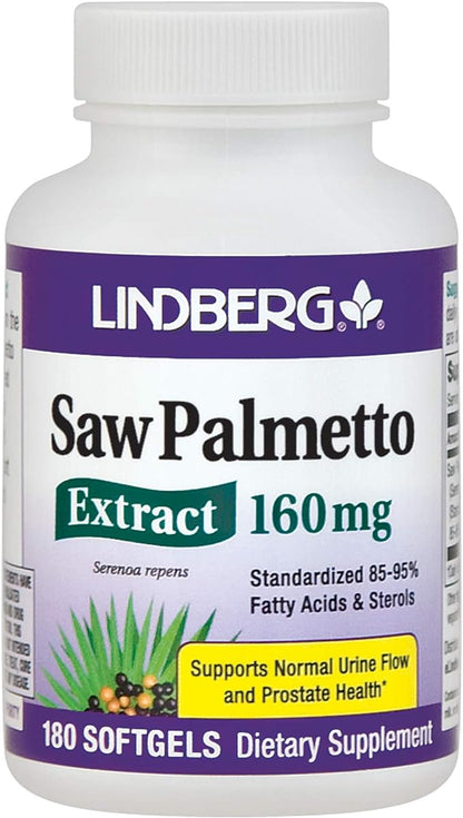 Saw Palmetto Complex Softgels 160mg | 180 Count | Non GMO, Gluten Free Supplement Extract | By Lindberg