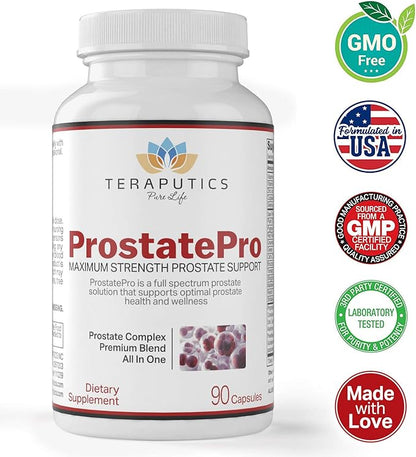 ProstatePro - 33 Herbs Saw Palmetto Prostate Health Supplements For Men | Reduce Urination | Hair Growth w/ DHT Blocker | Beta Sitosterol, Pygeum and Saw Palmetto for Men Prostate Support, 90 Capsules