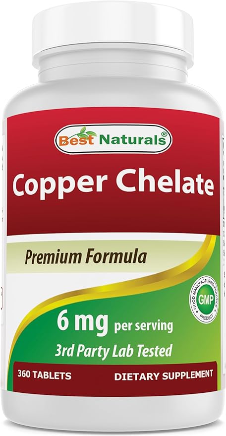 Best Naturals Copper Chelate 6 mg per Serving- 360 Tablets