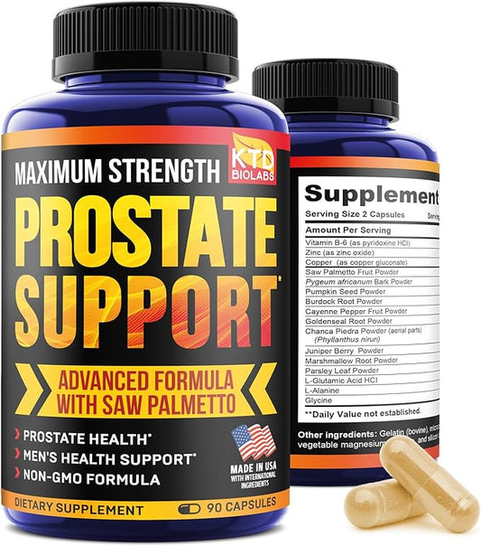 Prostate Supplements for Men - 90 Natural Prostate Health Capsules - Pumpkin Seeds, Pygeum and Saw Palmetto for Men Bladder Control and Healthy Urinary Tract Support- Made in USA