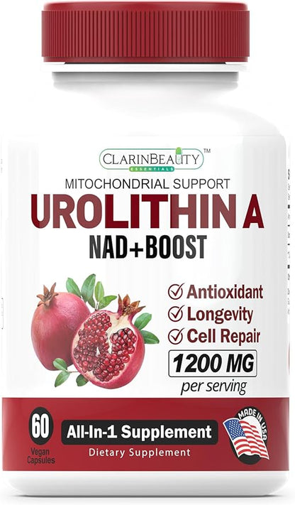 Advanced Clinically Tested Highly Pure Urolithin A for Energy & Healthy Aging Supplements Alternative to NMN, NAD, CoQ10, Resveratrol, PQQ 60 Capsules Made in USA