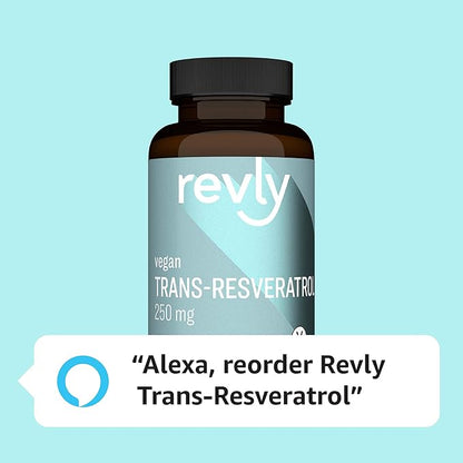 Amazon Brand - Revly Trans-Resveratrol, 250 mg, 60 Capsules, 2 Month Supply, Vegan